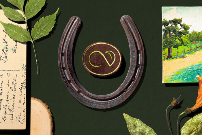 horseshoe with CV logo and collage