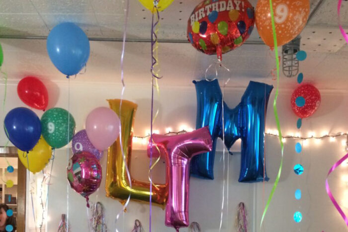LTM colorful balloons celebrating 9th anniversary